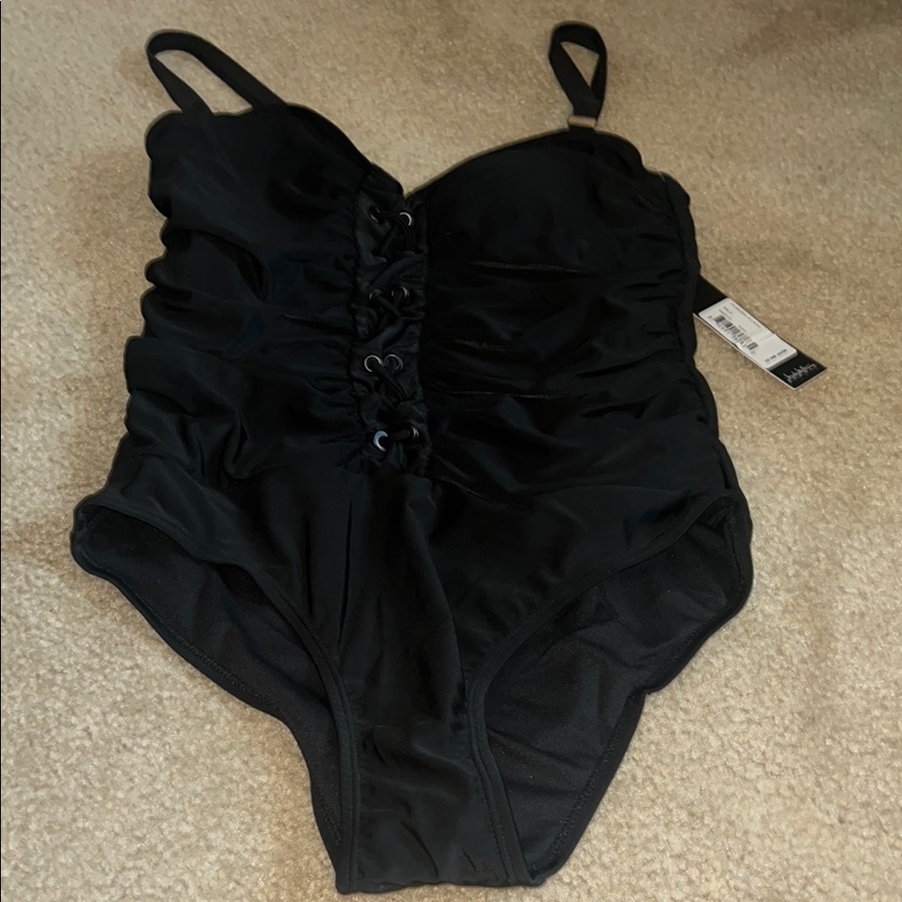 NWT! Black Ruched Swimsuit